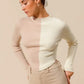 SO ME Color Block Fitted Crop Sweater Top - Farnelli