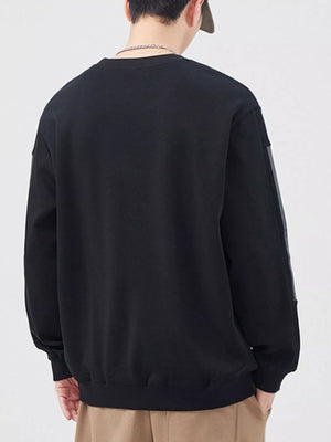 Men's Plus Size Casual Striped Sleeve Sweatshirt - Farnelli