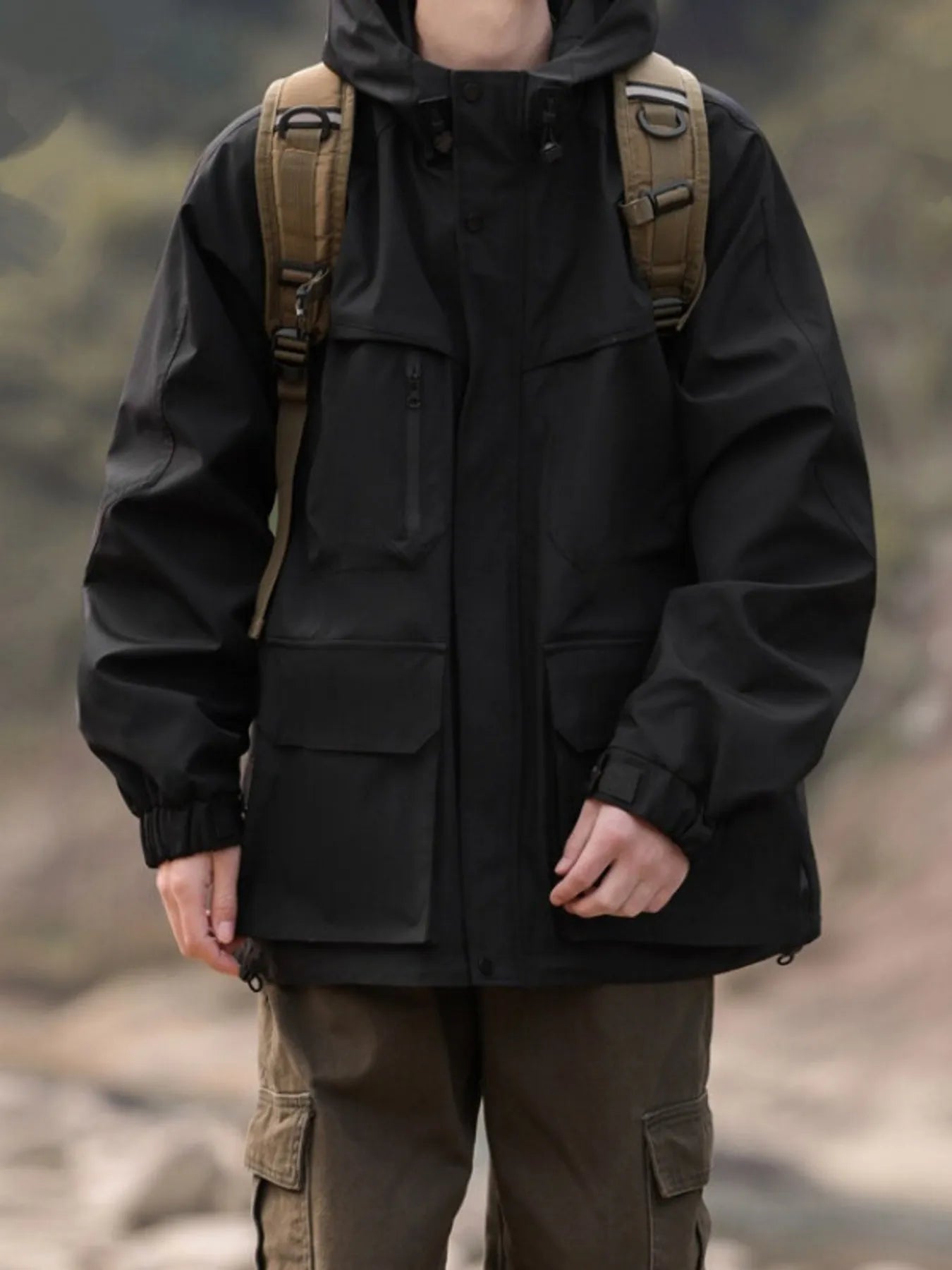 Men's Full Size Zip Up Long Sleeve Hooded Jacket Plus Size - Farnelli