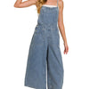 Zenana Denim Medium Washed Wide Leg Overalls - MEDIUM