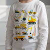 Children's Construction Vehicle Long Sleeve T-Shirt - White
