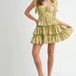 MABLE Floral Print Shoulder Tie Layered Mini Dress - Farnelli