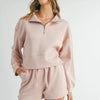 MABLE Half Zip Sweatshirt and Shorts Set - Pink