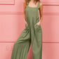 BiBi Ruched Wide Leg Overalls with Pockets - Farnelli