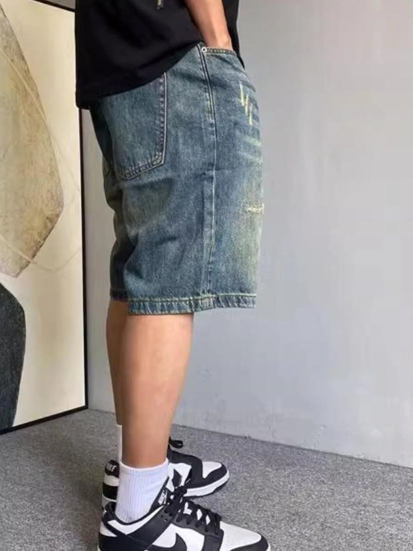 Men's Vintage Washed Distressed Denim Shorts - Farnelli