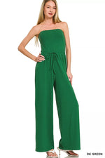 Zenana Tube Top Jumpsuit with Drawstring Waist - Farnelli