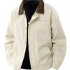 Men's Plus Size Contrast Collar Casual Jacket - Light Beige
