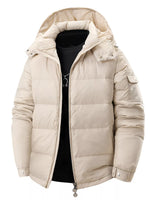 Men's Full Size Hooded Puffer Jacket with Side Zipper Pockets Plus Size - Farnelli