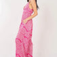 VERY J Printed Pleated Sleeveless Wide Leg Jumpsuit - Farnelli