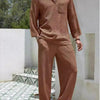 Men's Plus Size Long Sleeve Top and Pants Set - Caramel Color