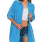 Zenana Washed Double Gauze Button Down Shirt Dress - Farnelli