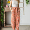 Heimish Full Size Printed Tied Straight Casual Pants - RUST