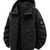 Men's Plus Size Hooded Windproof Casual Jacket - Black