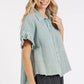 Mittoshop Mineral Washed Button Down Flounce Sleeve Shirt - Farnelli