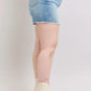 Judy Blue Full Size High Waist Western Embroidery Detail Cut Off Denim Shorts Plus Size - Farnelli