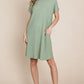 BOMBOM Ribbed Round Neck Short Sleeve Dress - Farnelli