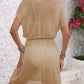 Openwork V-Neck Short Sleeve Cover-Up Dress - Farnelli