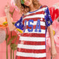 BiBi American Flag Theme Usa Print Sequin Dress - Farnelli