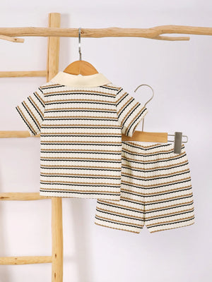 Children's Striped Short Sleeve Polo and Pants Set - Farnelli
