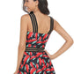 Ruched Printed Sweetheart Neck Two-Piece Swim Set - Farnelli
