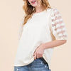 Lime 'N' Chili Full Size Lace Puff Sleeve Round Neck Top Plus Size - CREAM