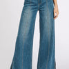 Mittoshop Medium Wash Seam Detail Wide Leg Denim Jeans - Medium