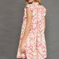 Umgee Full Size Two Tone Printed Ruffled Cap Sleeve Mini Dress Plus Size - Farnelli