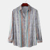 Men's Casual Vintage Striped Long Sleeve Button-Down Shirt - Stripe