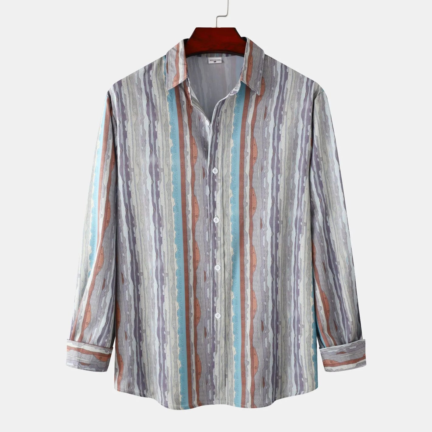 Men's Casual Vintage Striped Long Sleeve Button-Down Shirt - Farnelli