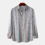Men's Casual Vintage Striped Long Sleeve Button-Down Shirt - Farnelli