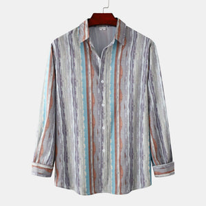 Men's Casual Vintage Striped Long Sleeve Button-Down Shirt - Farnelli