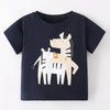 Children's Cartoon Zebra Graphic Short Sleeve T-Shirt - Black
