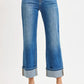RISEN Full Size Mid Rise Crop Straight Cuffed Jeans Plus Size - Farnelli
