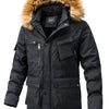 Men's Plus Size Fur Hooded Winter Parka Coat - Black