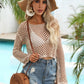 Hollow Out Boat Neck Flare Sleeve Cover-Up - Farnelli