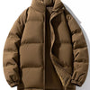 Men's Full Size Padded Stand Collar Winter Coat Plus Size - Brown