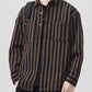 Men's Plus Size Striped Button Up Long Sleeve Shirt - Farnelli