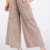 Mittoshop Mineral Wash Seam French Terry Wide Leg Pants - Mocha