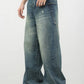 Men's Distressed Detail Wide Leg Jeans - Farnelli