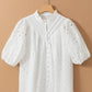 Arielle Embroidered Hollow-out Puff Sleeve Blouse - Farnelli