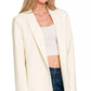 Zenana Woven Long Sleeve Blazer With Lining - Farnelli