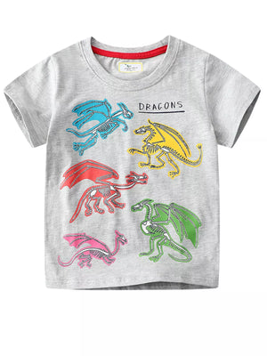 Children's Dinosaur Crew Neck Short Sleeve T-Shirt - Farnelli