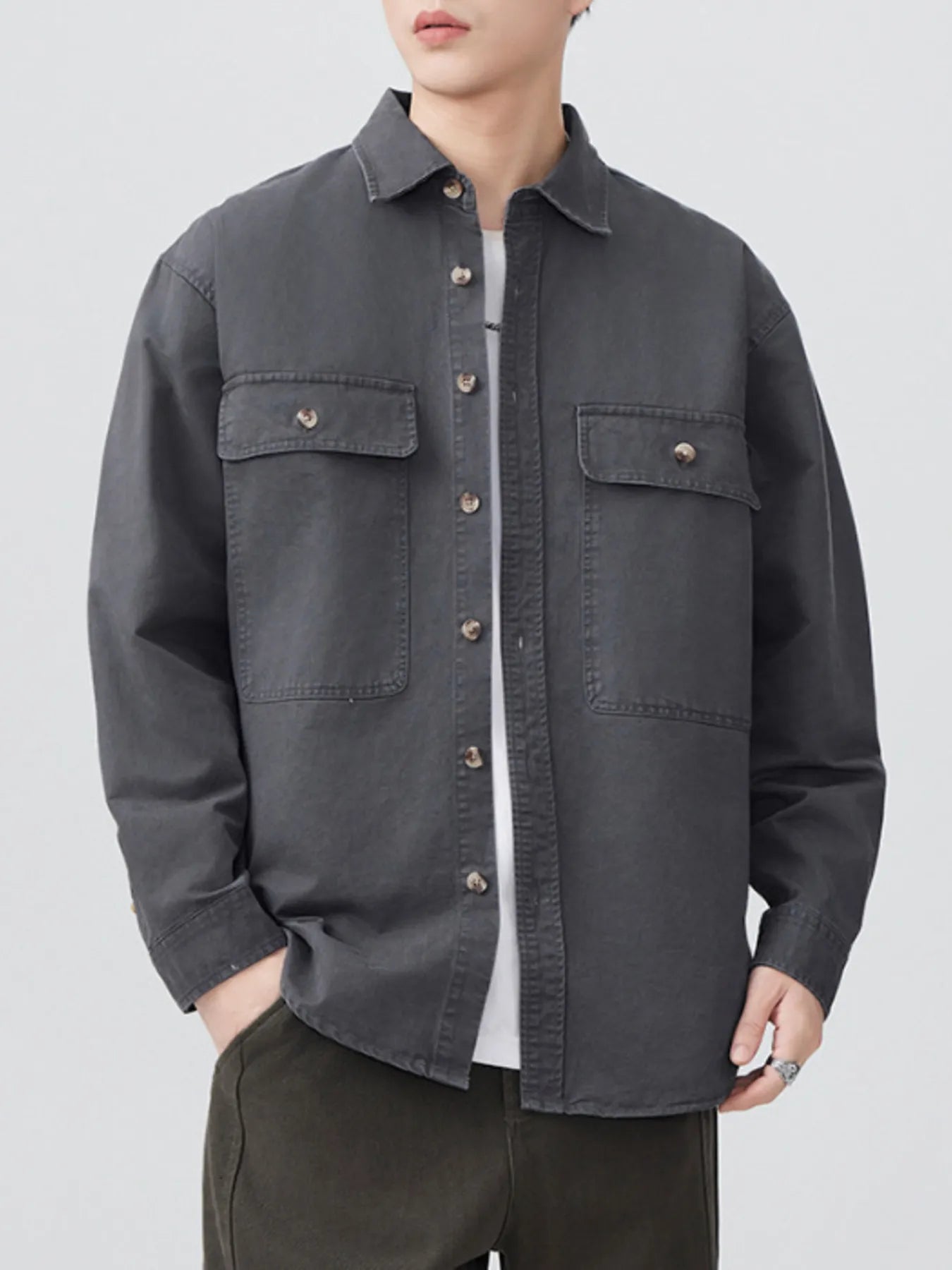 Men's Plus Size Button Up Long Sleeve Shirt - Farnelli