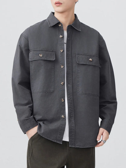 Men's Plus Size Button Up Long Sleeve Shirt - Farnelli