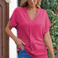 Lilla Notched Neck Batwing Sleeve Lightweight Blouse - Farnelli