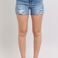 Judy Blue Full Size High Waist Denim Shorts W/stitch Over Destroy Detail Plus Size - Farnelli
