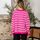 Sew In Love Full Size Wave Stripe Contrast Long Sleeve Sweater - Farnelli