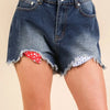 VERY J Raw Hem Pocketed Contrast Washed Denim Shorts - Denim