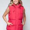 Snobbish Snap and Zip Closure Hooded Vest - Magenta