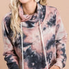 BiBi Brushed Tie Dye Overlapped Turtle Neck Sweatshirt - MAUVE/BLACK